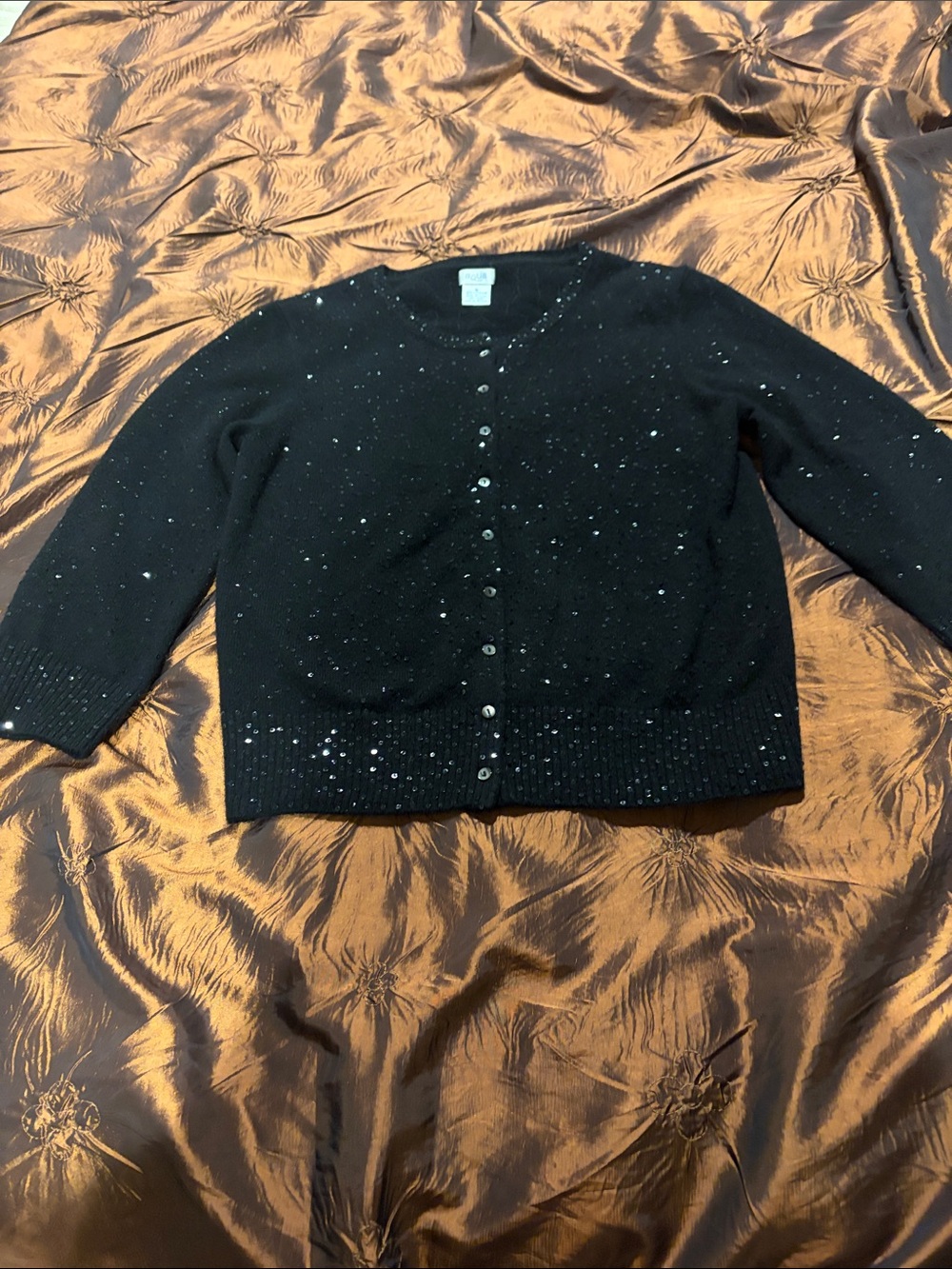 Aqua Black Sequin Accent cashmere Women's sweater
